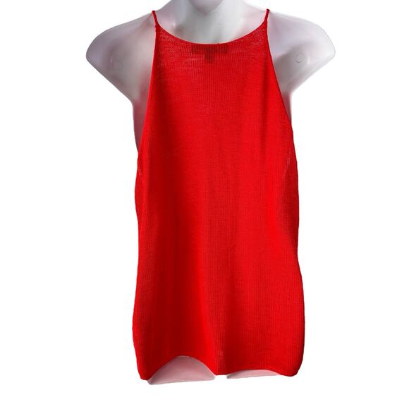 Banana Republic Linen Knit Tank Top Women's Medium High Neck Burnt Orange Shirt - Picture 10 of 13